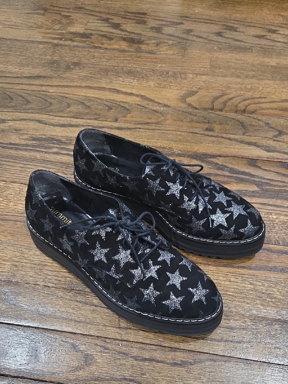 SUMMIT BY WHITE MOUNTAIN Belinda Star Platform Oxford Black Silver Glitter 41